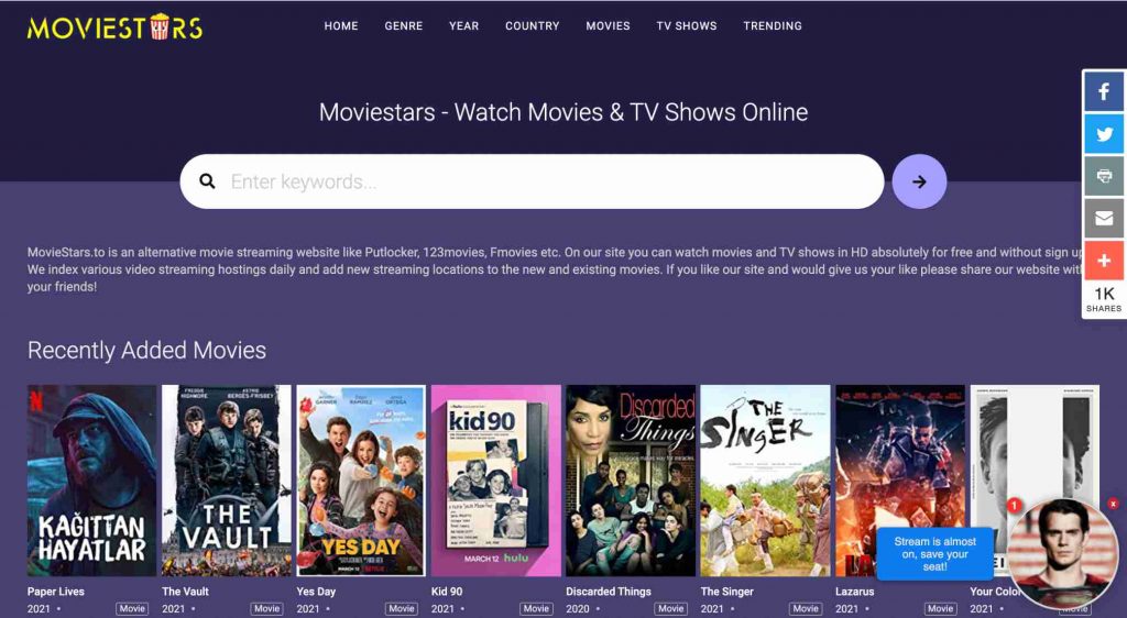 Moviestars, best free online movie streaming sites